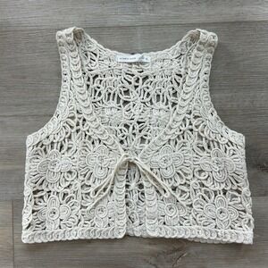 Altar'd State Small Crochet Tie Front Vest Boho Festival